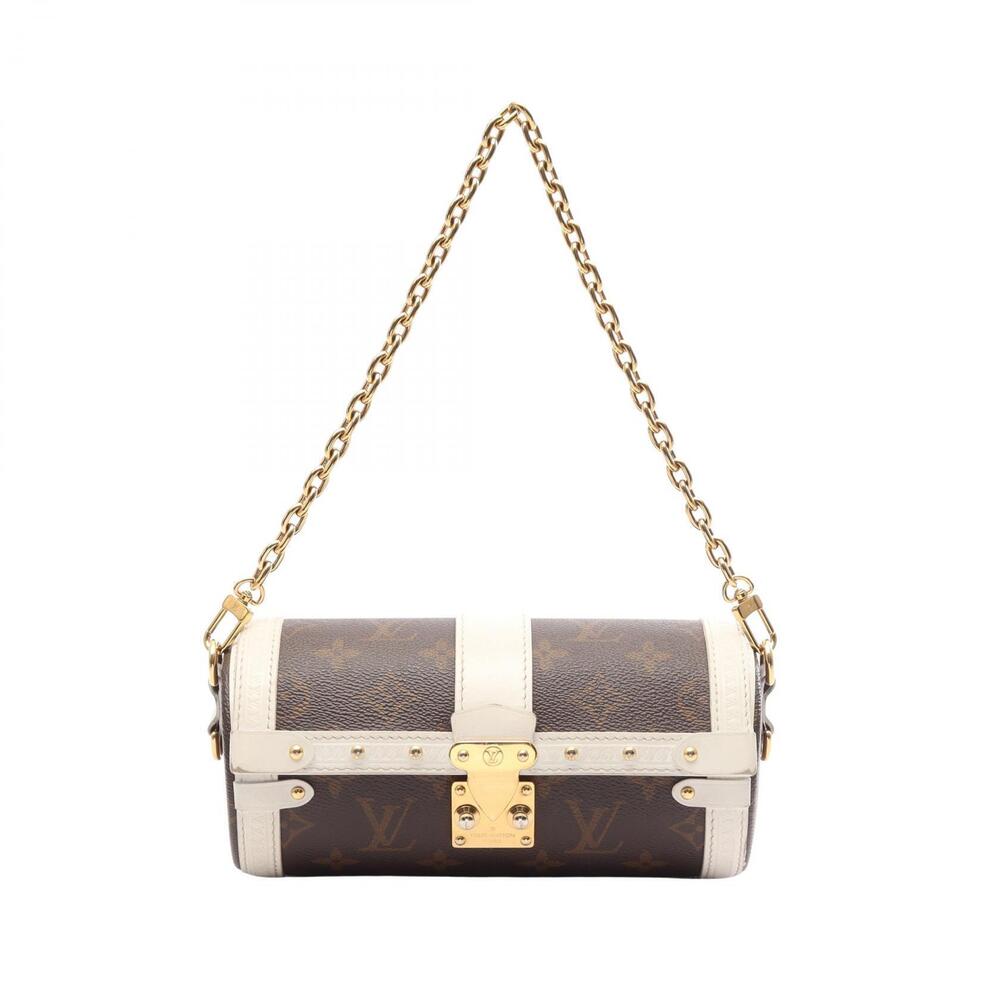 Louis Vuitton Papillon Trunk Monogram Canvas Leather Top Handle Bag White Brown